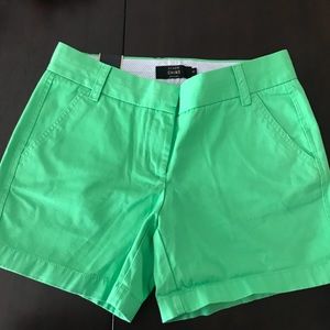 NWT J.Crew Green Chino 5” Inseam Shorts
